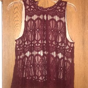 Laced Burgundy Tank Top